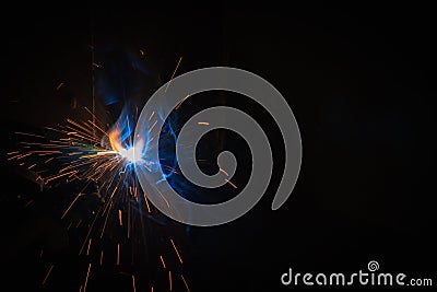 SMAW â€“ Shielded matal arc welging and welding fumes Stock Photo